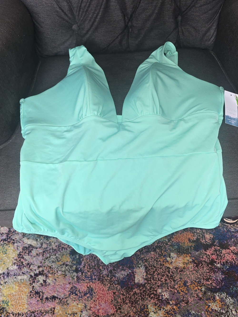 NWT Cacique One-Piece Swimsuit in Mint Green - Supportive V-Neck
